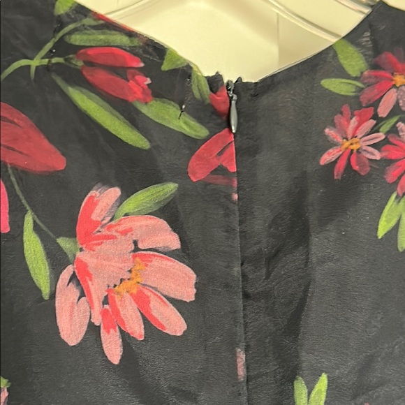 Rachel Parcell Floral Print Tie Waist Organza Midi Dress In Black Floral Ink - Picture 7 of 10